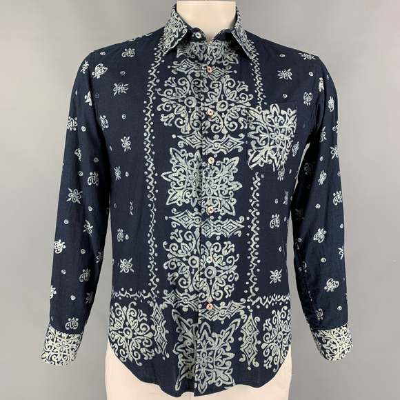 45rpm Other - 45rpm Size XL Indigo Light Blue Abstract Cotton Long Sleeve Shirt